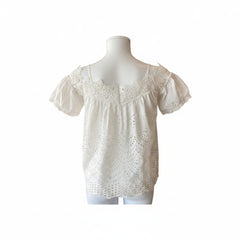 Miss June White Lace Embroidered Top – Size M