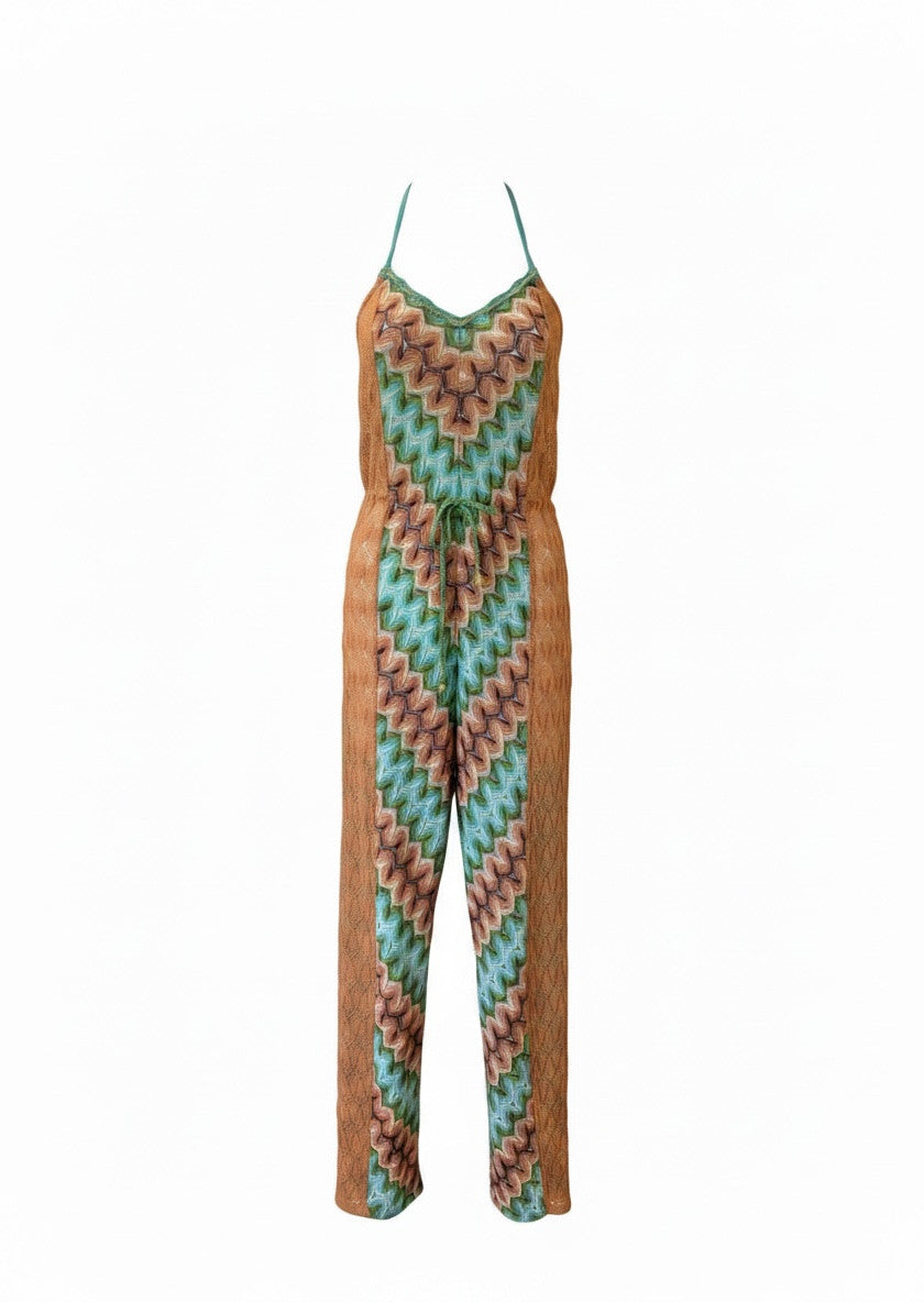 Missoni Mare Multicolor Chevron Lurex Knit Jumpsuit – Size 38