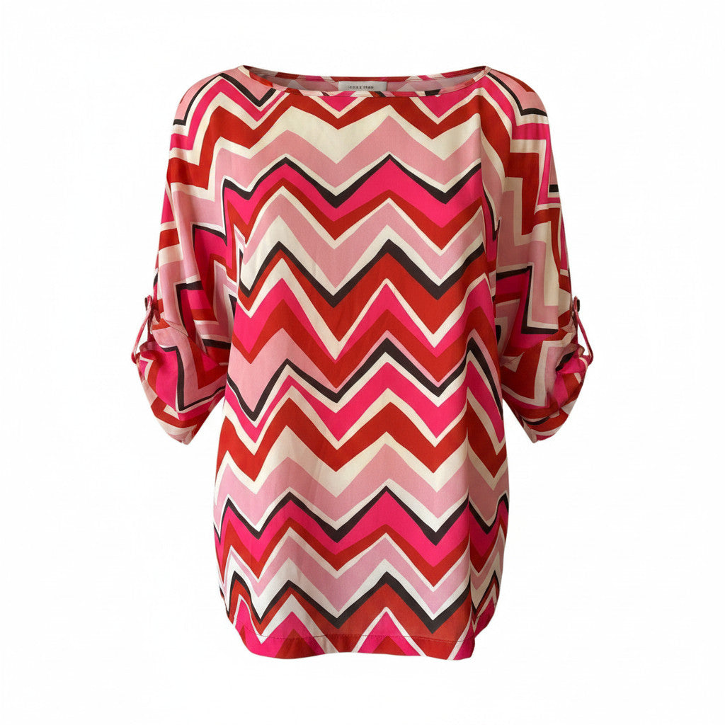 Missoni Signature Zigzag Blouse Pink Red Multicolor – Size Medium
