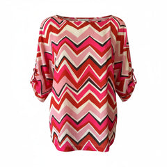 Missoni Signature Zigzag Blouse Pink Red Multicolor – Size Medium