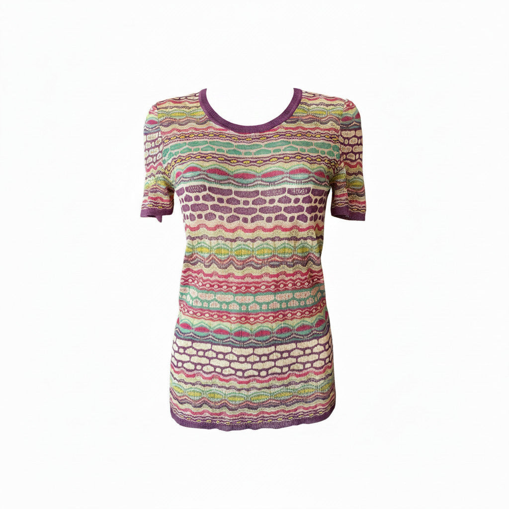 Missoni Multicolor Knit Short Sleeve Top – Size 44