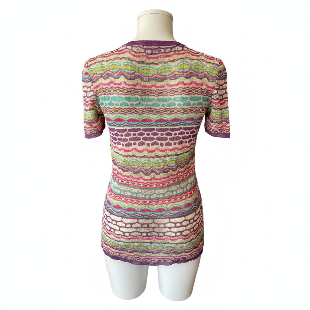 Missoni Multicolor Knit Short Sleeve Top – Size 44