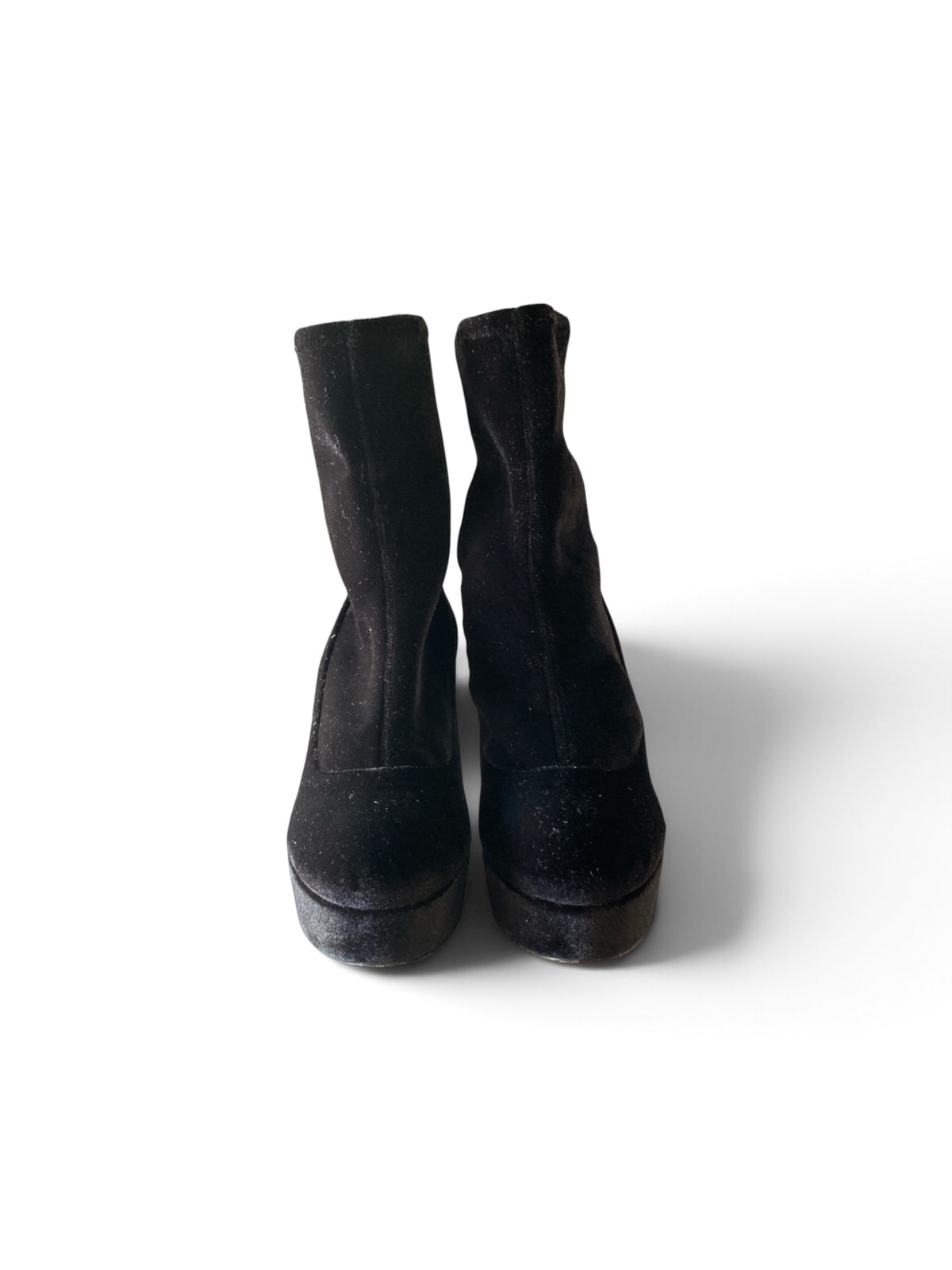 Miu Miu Black Velvet Platform Ankle Boots – Size 39