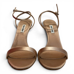 Miu Miu Crystal Embellished Satin Sandals – Dust Pink – Size 37.5