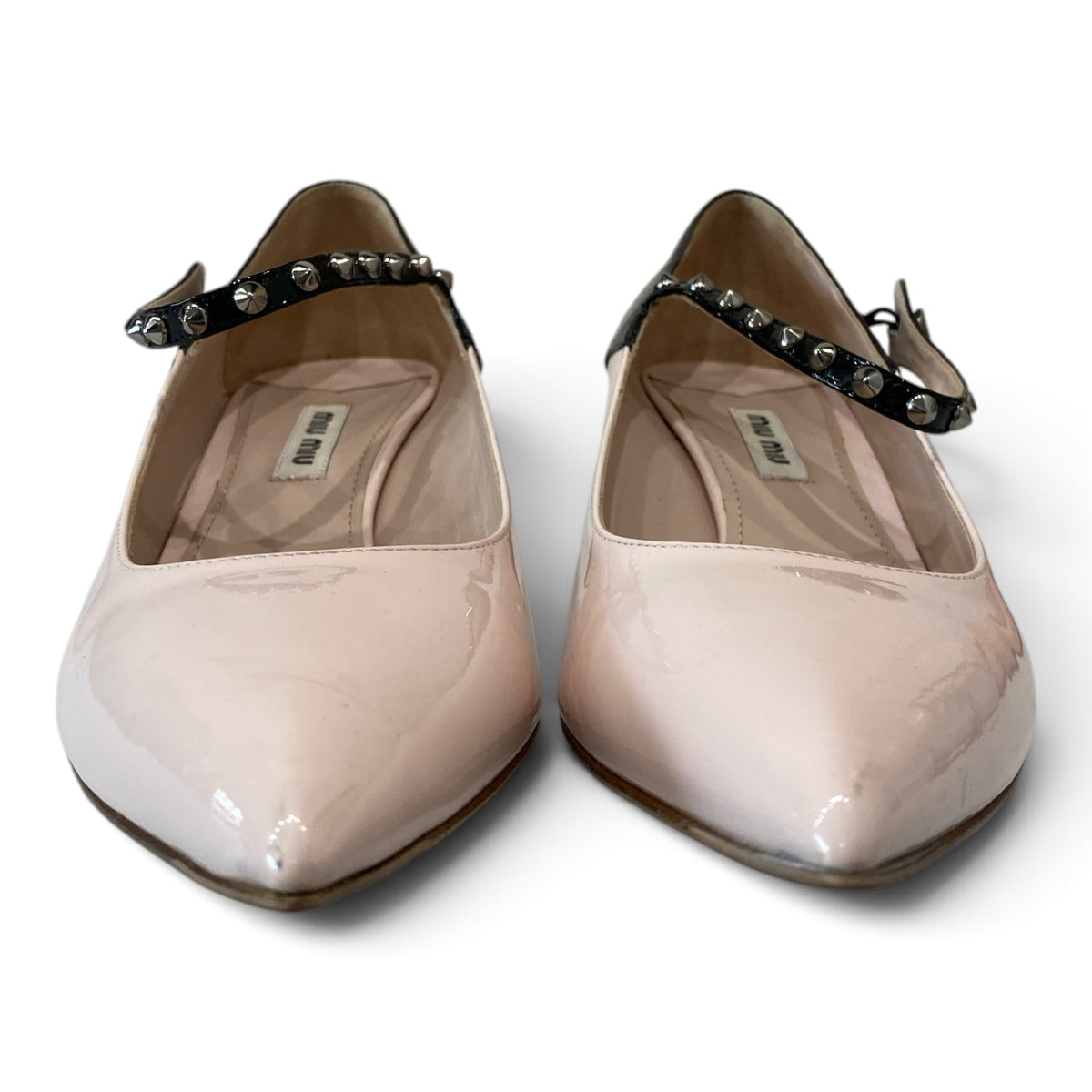 Miu Miu Pink Patent Leather Studded Strap Pumps – Size 38