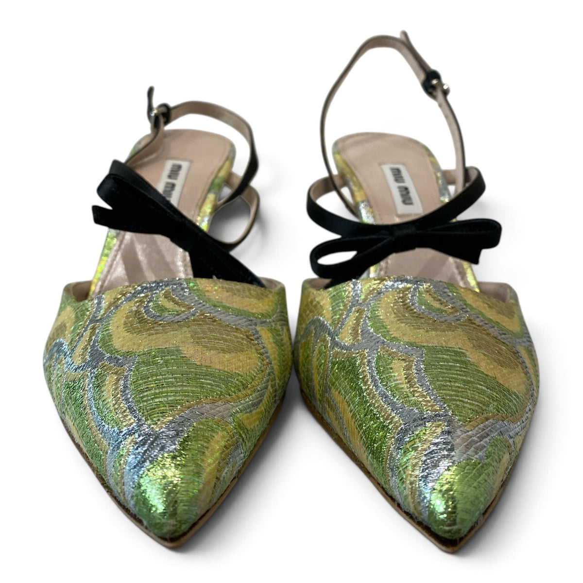 Miu Miu Metallic Brocade Slingback Pumps – Size 38