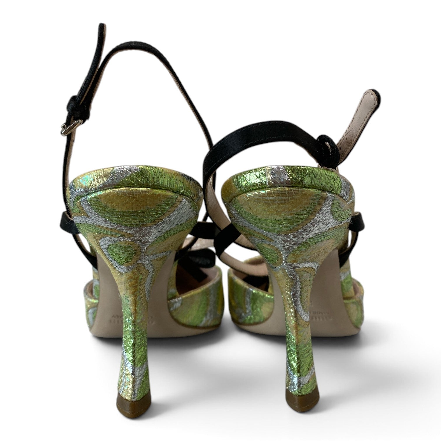 Miu Miu Metallic Brocade Slingback Pumps – Size 38