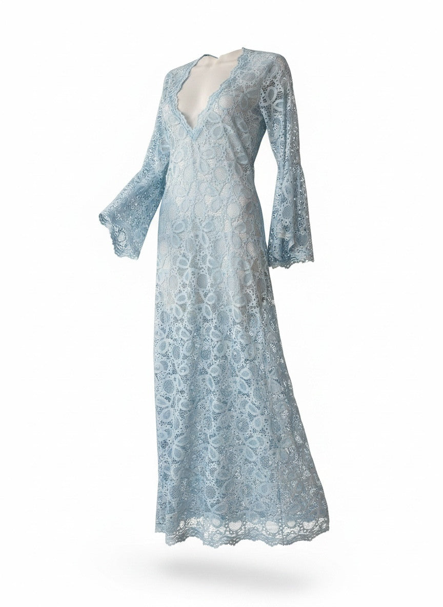 Mojo Light Blue Lace Kaftan Dress – New With Tags