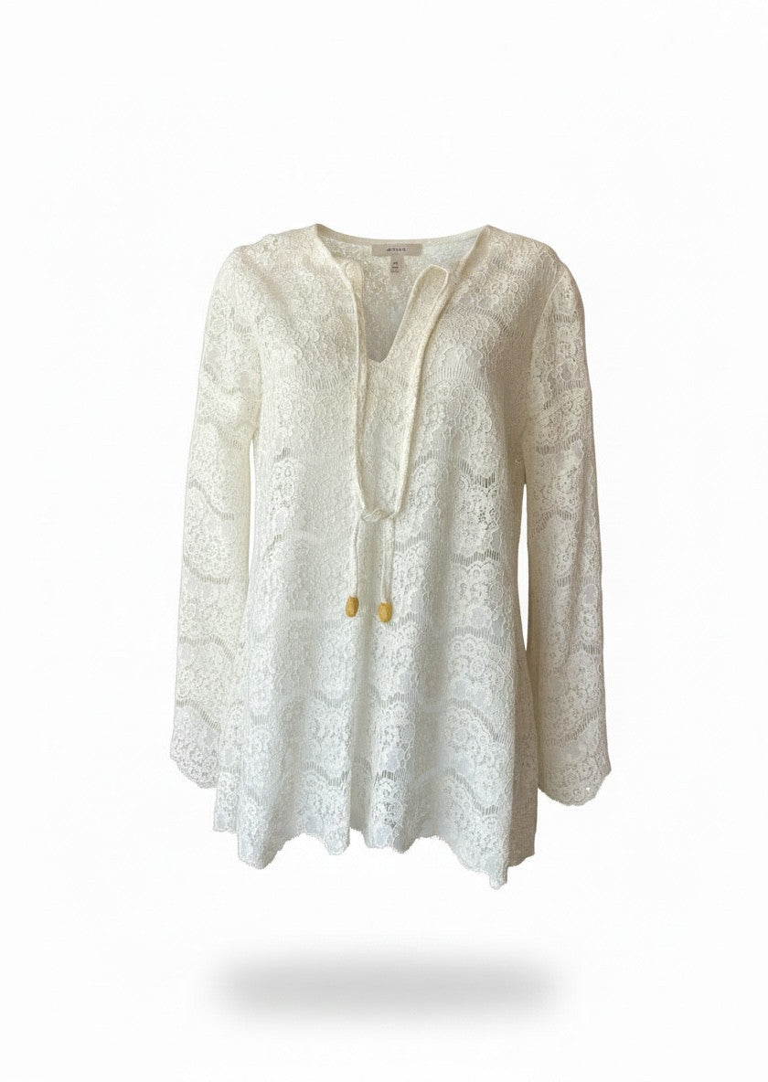 Mojo White Lace Tunic Top