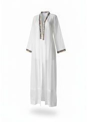 Mojo Embroidered White Open Kimono