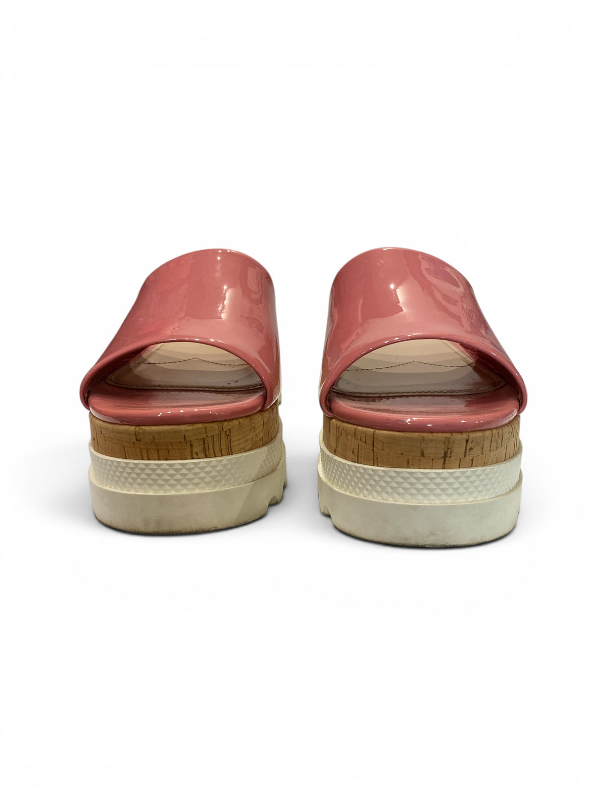 Miu Miu Pink Patent Leather Cork Platform Slides - Size 41 - with Box