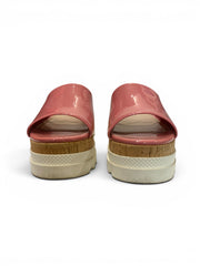 Miu Miu Pink Patent Leather Cork Platform Slides - Size 41 - with Box
