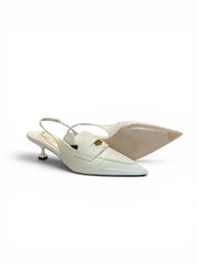 Miu Miu White Leather Slingback Pointed Shoes - Size 40