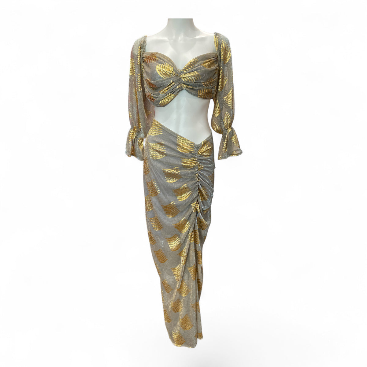 Mya Collection Silver & Gold Skirt and Top Set – Size S