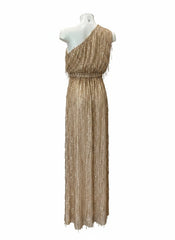 Mya Gold Sequin One-Shoulder Fringe Gown – No Size Tag