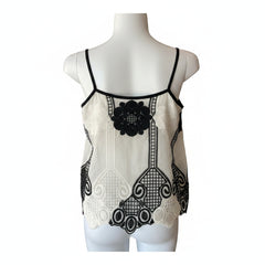 Nadia Rapti Black & White Embroidered Lace Top – Size M