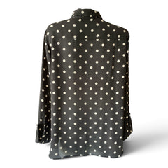 Nina Ricci Polka Dot Crêpe Tie-Neck Blouse – Black & White – No Size Tag