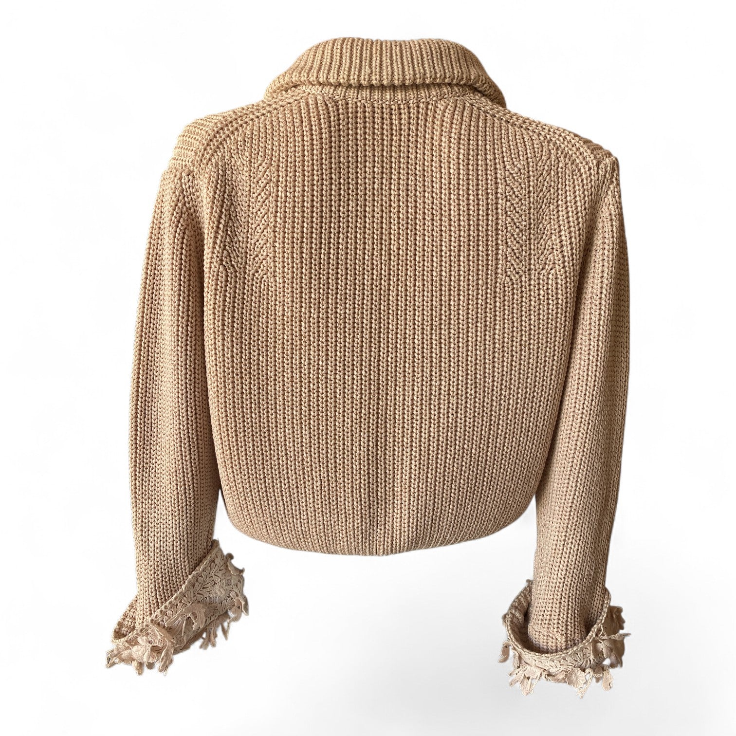 Nina Ricci Floral Appliqué Knit Cardigan – Beige – Medium