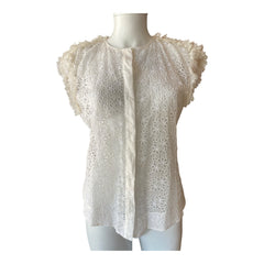 Nina Ricci White Lace Sleeveless Blouse – Size M
