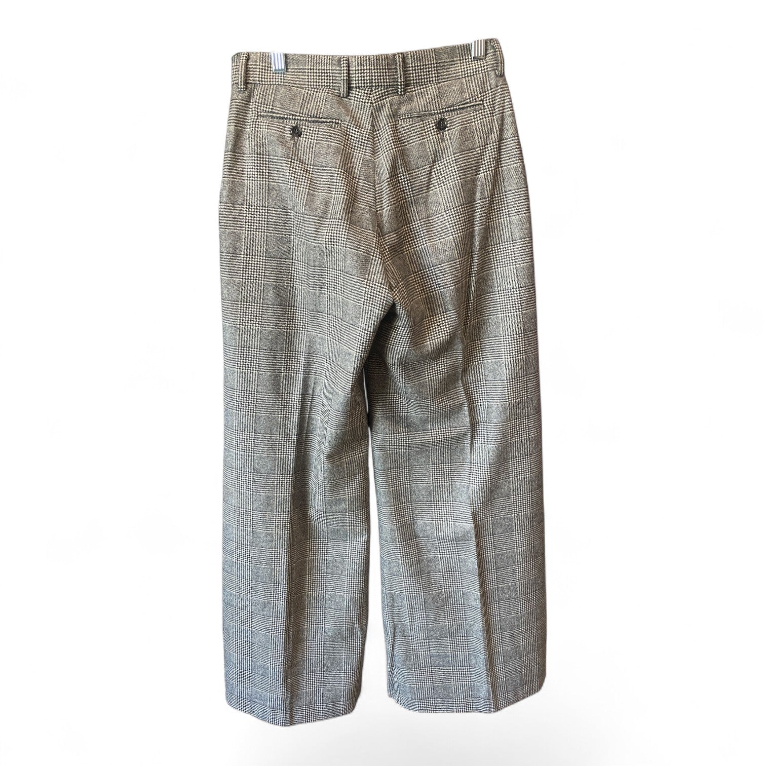 Grey & Black Prince of Wales Check Wide-Leg Trousers – Size 42