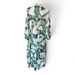 Green & White Tie-Dye Printed Maxi Dress – Size S