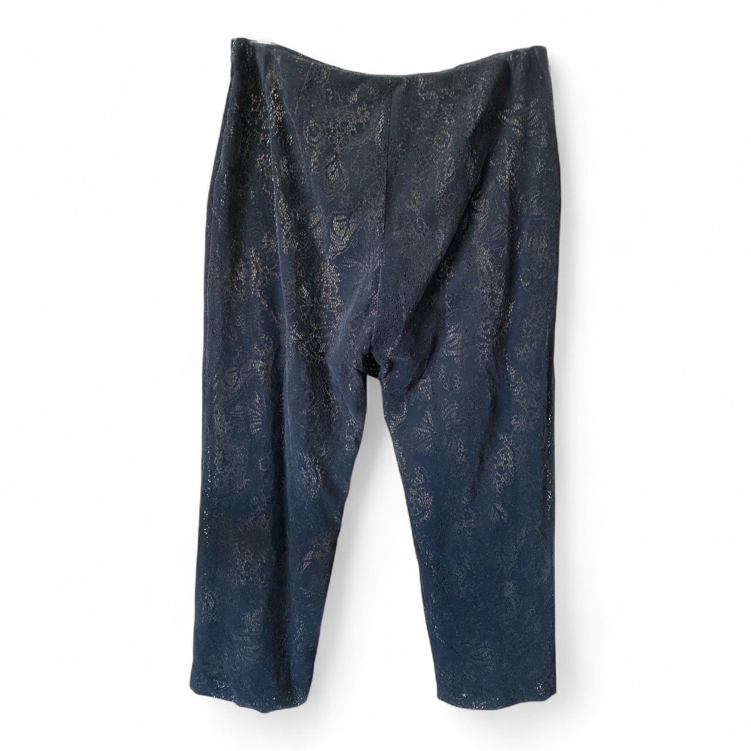 Oscar de la Renta Velvet & Lace Straight-Leg Pants – Black – Size 16