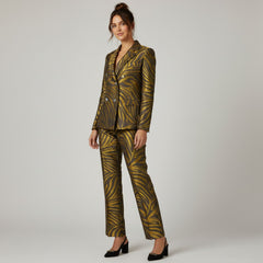 3.1 Phillip Lim Zebra-Print Blazer & Trouser Suit Set – Khaki & Black – Blazer 4 / Trousers 2