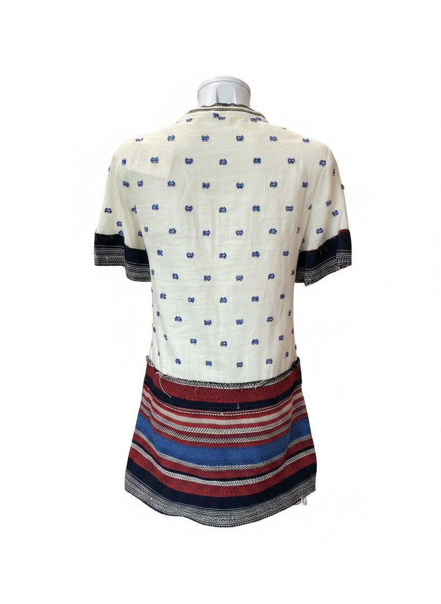 P_JEAN Patterned Bohemian Tunic Dress – Embroidered Summer Resort Dress – Size IT 38