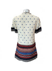 P_JEAN Patterned Bohemian Tunic Dress – Embroidered Summer Resort Dress – Size IT 38