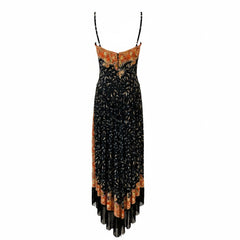 Paco Rabanne Black Orange Frieze Fringe Printed Midi Dress - Size 38
