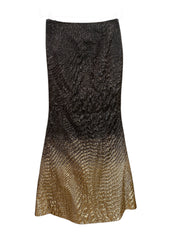 Panizsima Black Gold Metallic Maxi Skirt Textured Statement - Size 36