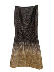 Panizsima Black Gold Metallic Maxi Skirt Textured Statement - Size 36