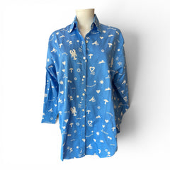 Paolita Blue Lobster Embroidered Shirt – Size XS