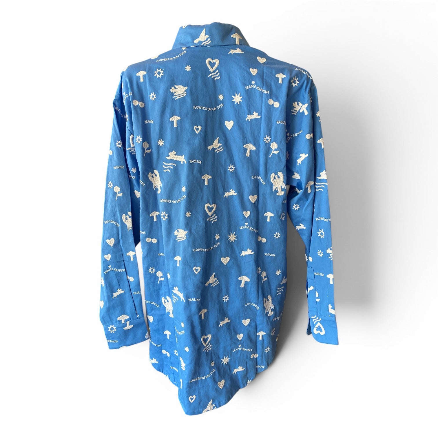 Paolita Blue Lobster Embroidered Shirt – Size XS