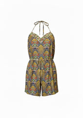 Paolita Yellow Bohemian Halterneck Romper – Luxury Resortwear Playsuit – Size Medium