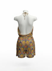 Paolita Yellow Bohemian Halterneck Romper – Luxury Resortwear Playsuit – Size Medium