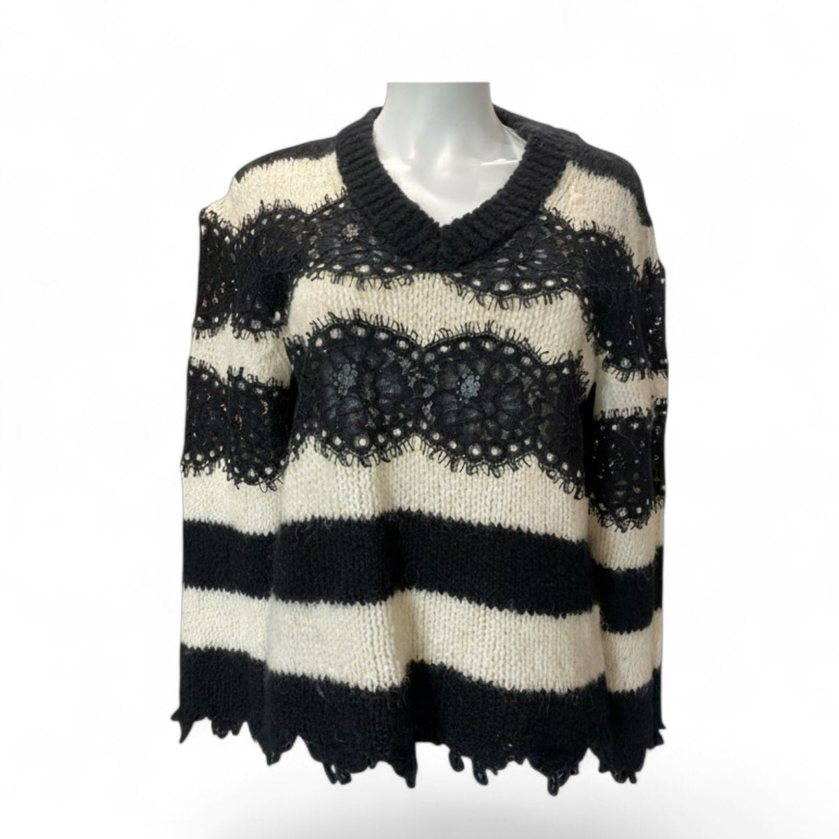 Philosophy di Lorenzo Serafini Lace Insert Striped Sweater – US Size 4