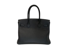 Bolso Hermès Birkin 30 Noir de cuero Togo negro, herrajes dorados, auténtico