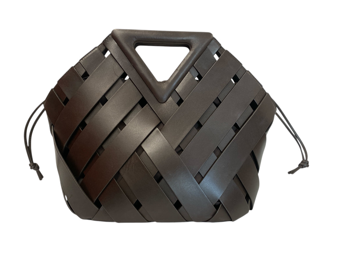 Bottega Veneta Point Bolso Cesta de Cuero con Asa de Punto Trenzado