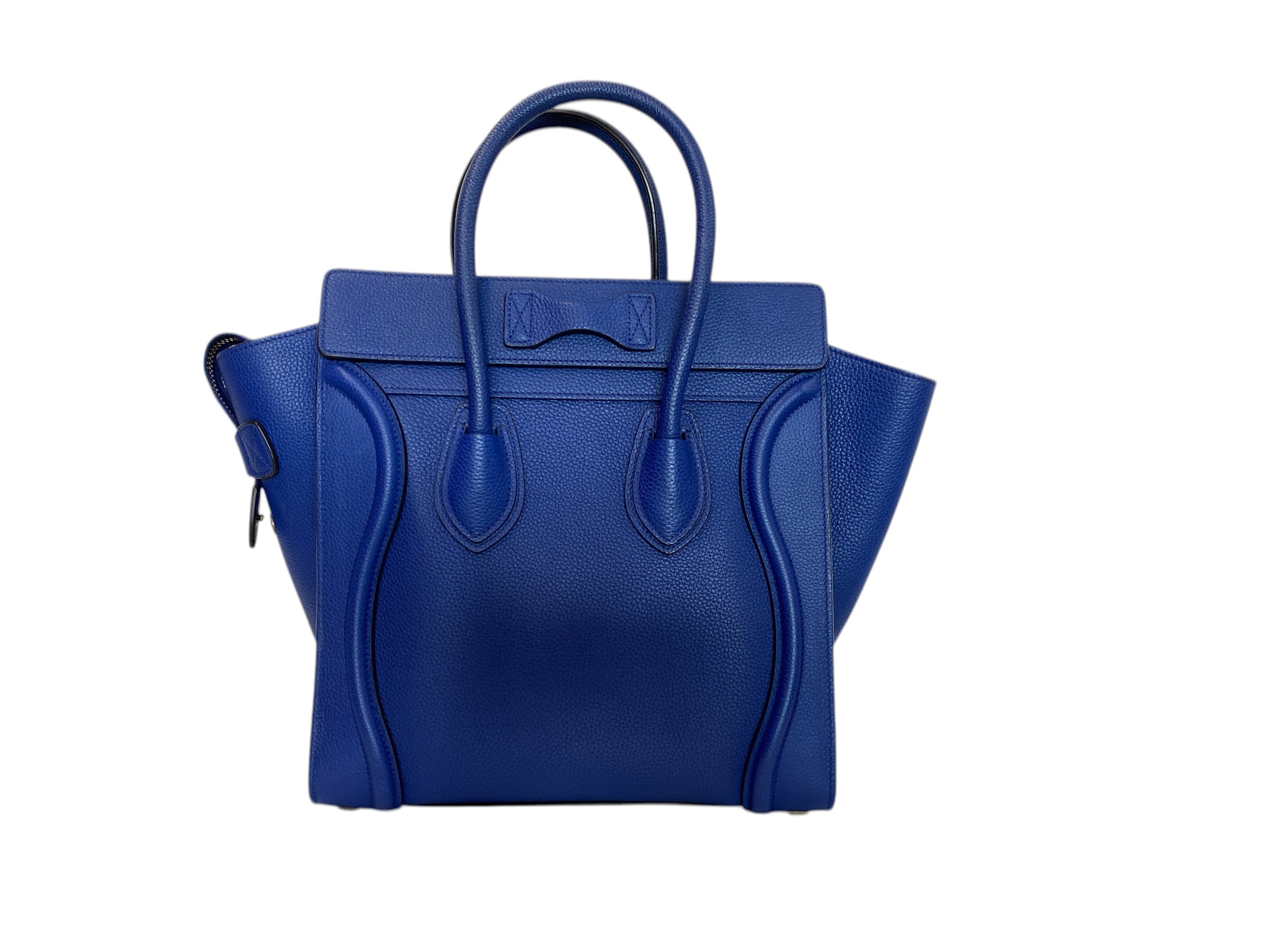 Celine Micro Luggage Blue Calfskin Leather Handbag – Designer Crossbody & Top Handle Bag