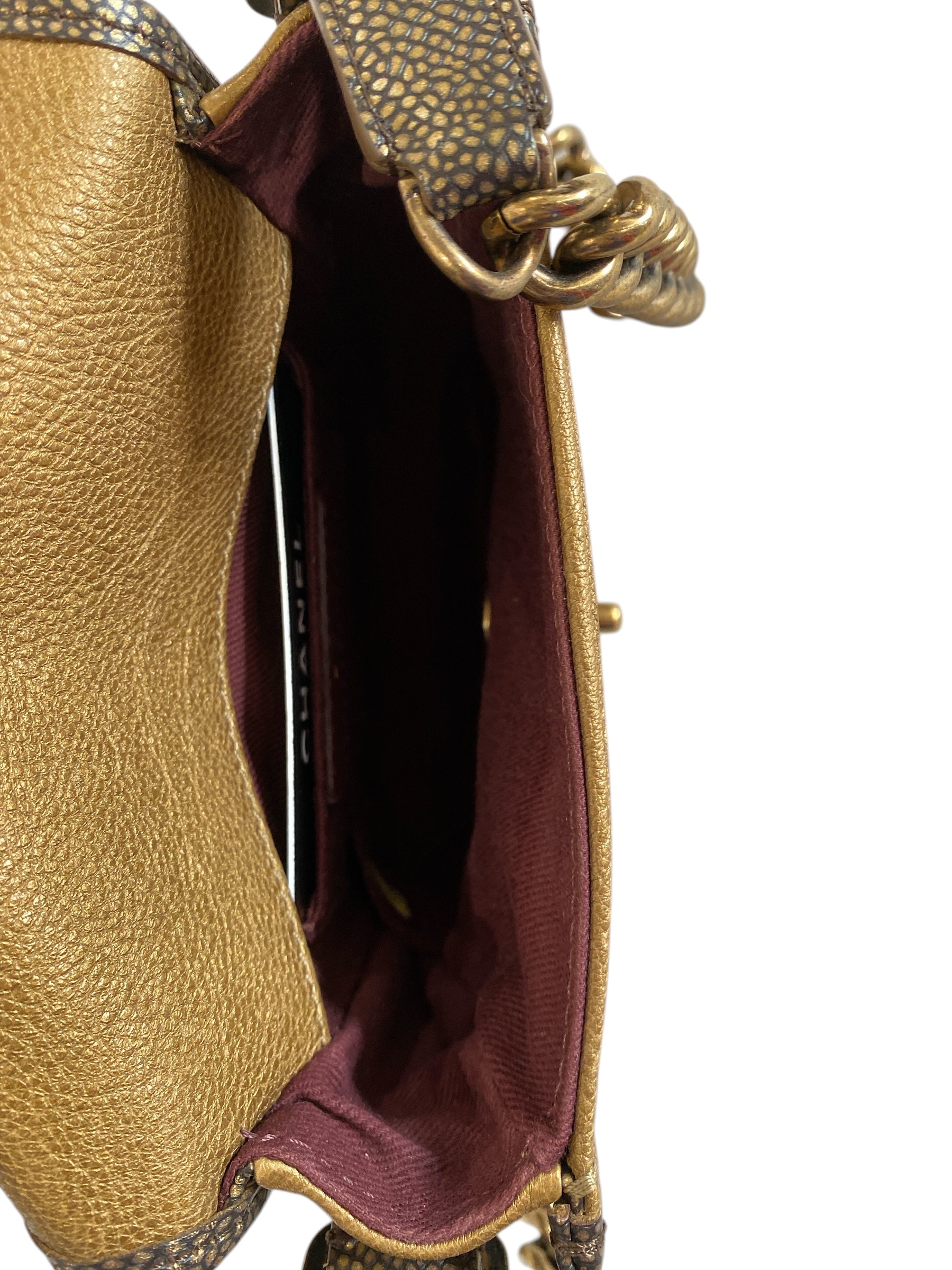 Chanel Beige/Gold Leather Shoulder Bag with Gold Hardware – Classic Designer Flap Bag with Dust Bag