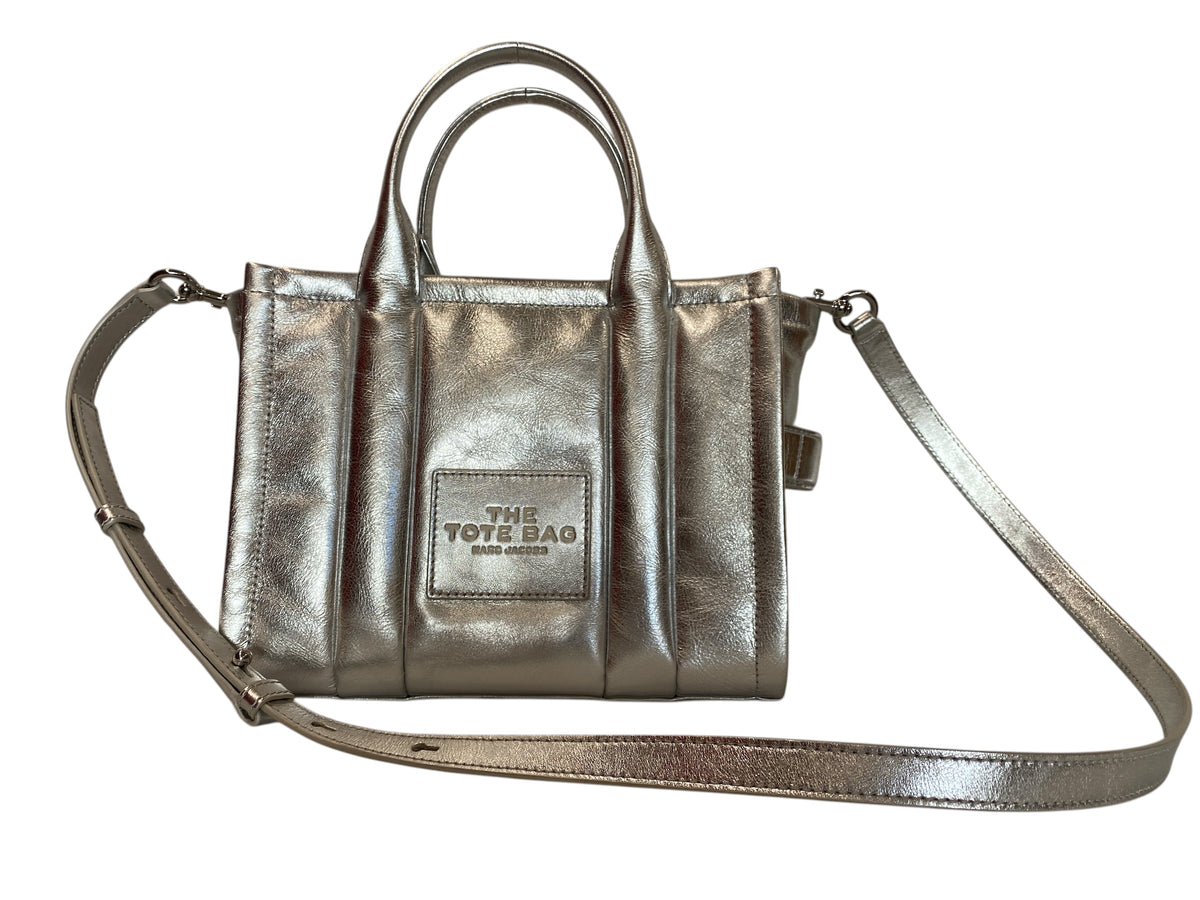 Marc Jacobs The Small Tote Bag Ασημί Μεταλλικό Δερμάτινο Crossbody