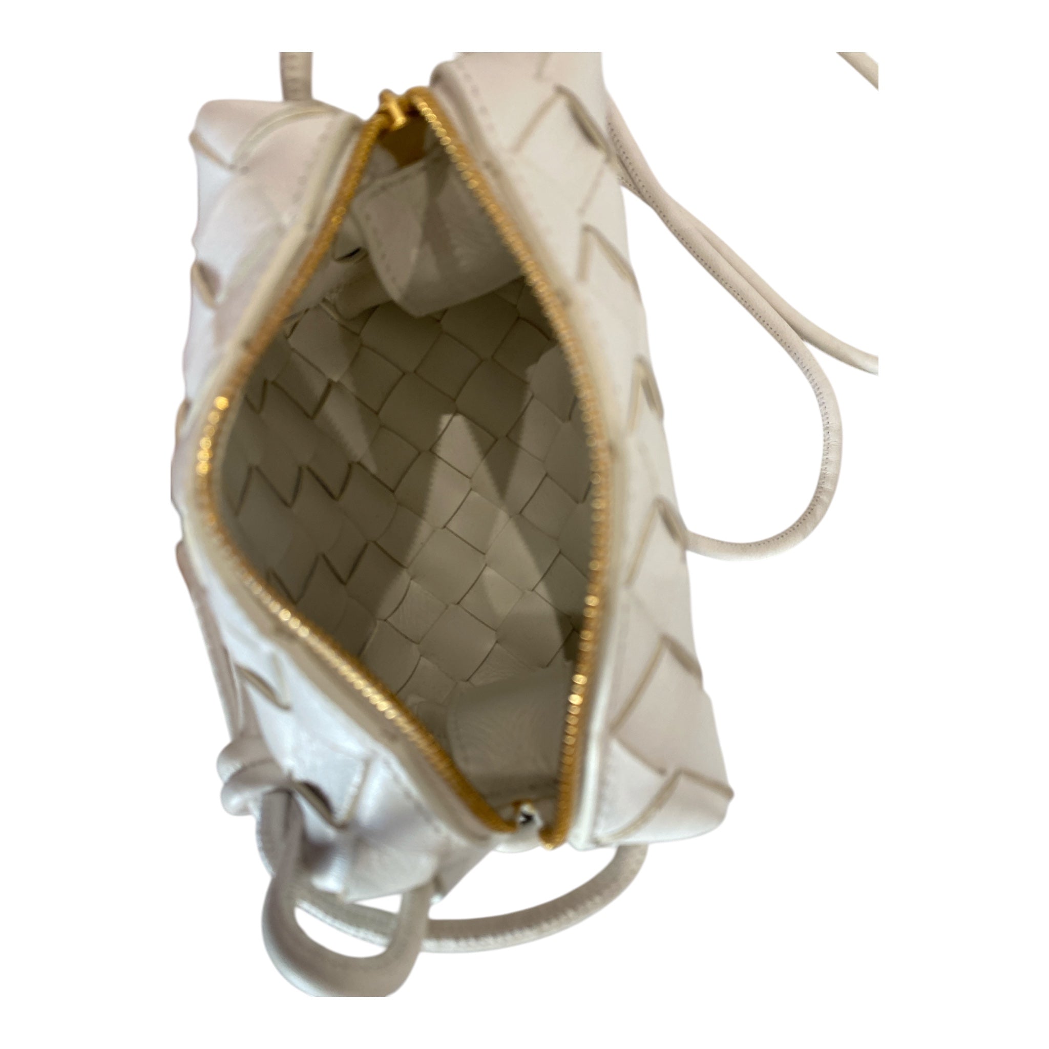 Bottega Veneta Candy Loop Mini White Woven Leather Bag – Designer Shoulder & Crossbody Bag