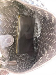 Bolso Bottega Veneta Sardine grande de cuero intrecciato Fondant con asa dorada