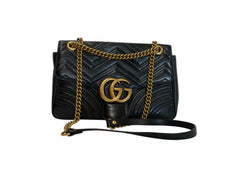 Gucci GG Marmont Matelassé Leather Shoulder Bag, Black with Box and Dust Bag