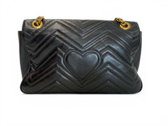 Gucci GG Marmont Matelassé Leather Shoulder Bag, Black with Box and Dust Bag