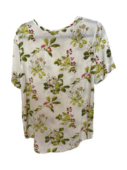 Equipment Femme Silk Botanical Print Blouse White Red Green - Size Medium