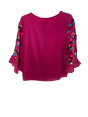 Peter Pilotto Pink Embroidered Crepe Peplum Top - New with Tag