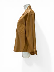 Loewe Anagram Nappa Lambskin Leather Shirt Jacket Tan Oversized - Size 40