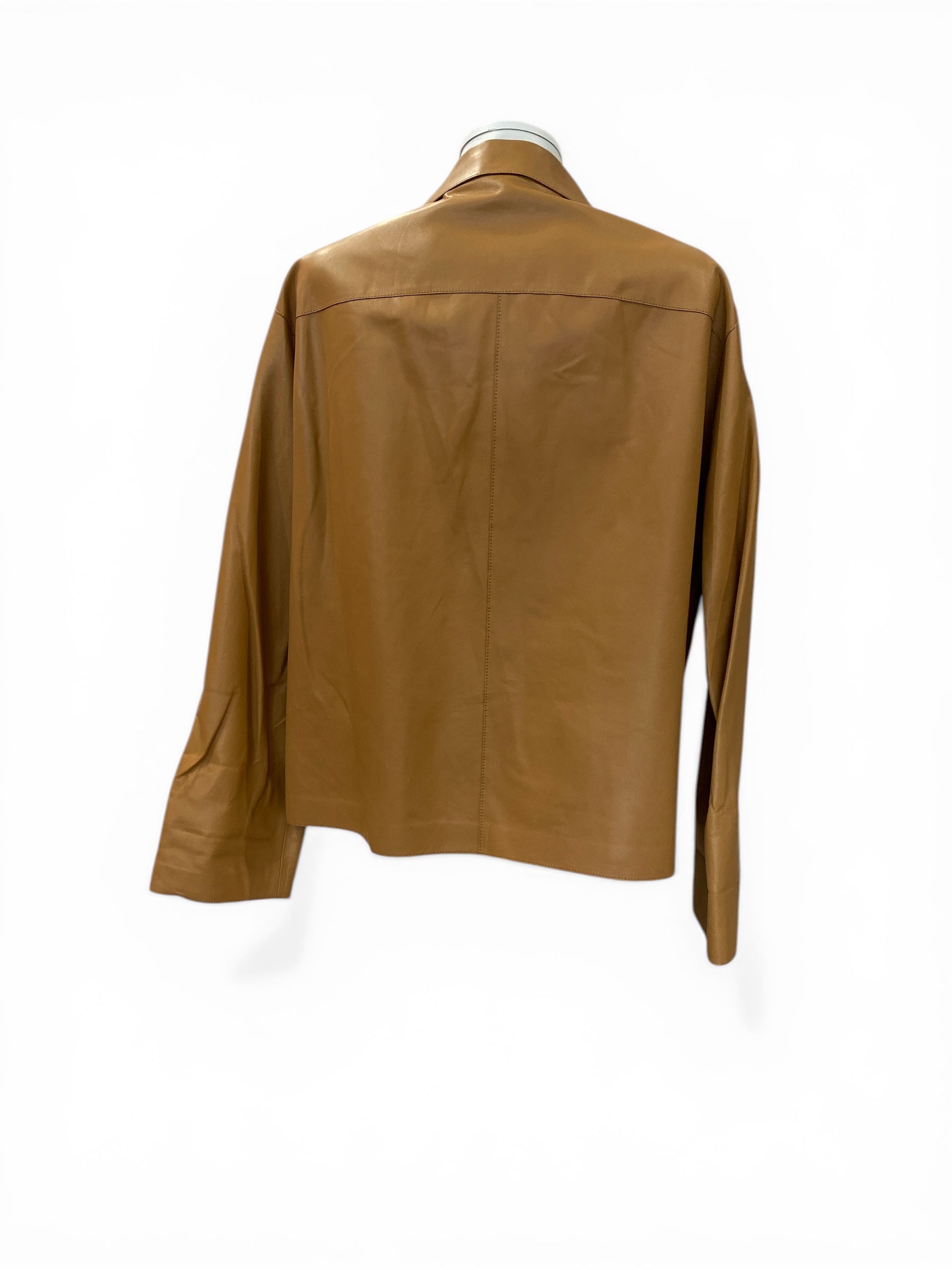 Loewe Anagram Nappa Lambskin Leather Shirt Jacket Tan Oversized - Size 40